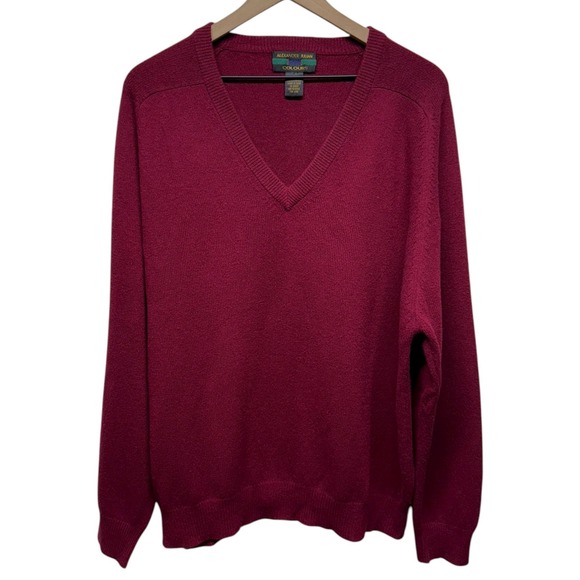 Alexander Julian Other - Vtg Alexander Julian 100% Cashmere V-Neck Pullover Sweater Mens Sz L Red Preppy